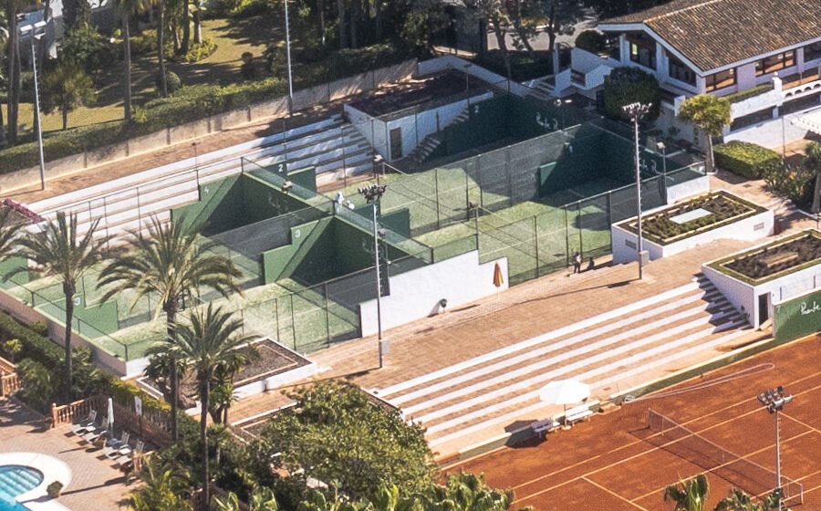 The four padel courts at Puente Romano Tennis and Padel Club on the Golden Mile